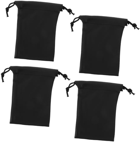 CATIEBYE 4 Stück Pu Mikrofonhalterungstasche Schwarz mit Maximalem Schutz und Kompakter Größe zur Aufbewahrung und Organisation von Mikrofonclips und Audioadaptern