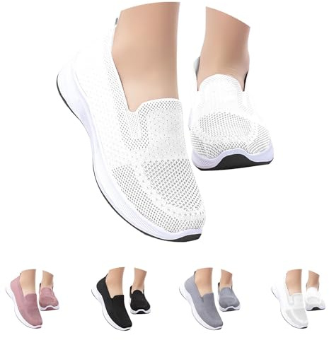 Scarpe Donna Ortopediche Estive Chiuse Senza Lacci Slip On Sneakers da Ginnastica Traspirante Antiscivolo Leggere Sneakers Camminare Estive Comode Sportive Scarpe per Mamme di Mezza età e Anziane