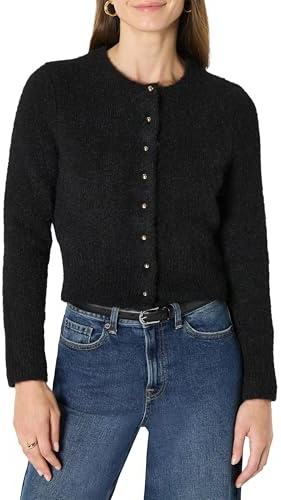 Amazon Essentials Cardigan con Bottoni in Mohair Sintetico, Vestibilità Classica Donna, Nero, M