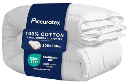 ACCURATEX 100 % bomull täcke 200 × 200 cm, 450 GSM extra mjukt och andas, hotell premiumtäcke, allergivänligt med hörnband, vinterfilt, gosig filt, tvättbar