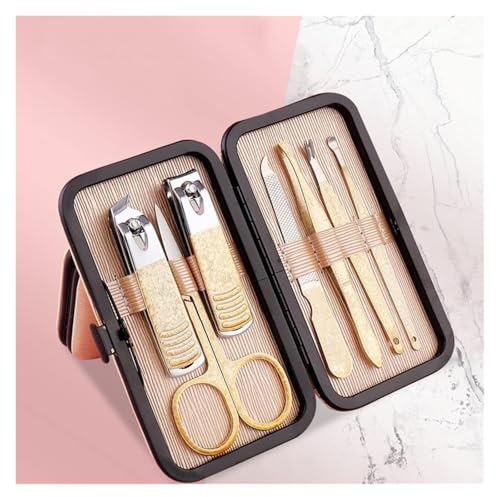 Manikyrset, manikyr pedikyrset, nagelklippare set i rostfritt stål, manikyr- och pedikyrkit, nageltrimningsverktyg. (7 st)