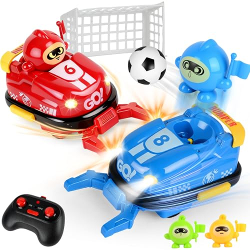 Coche Teledirigido Niños de 5 Años, Coche de Fútbol Teledirigido de 2,4 GHz con 3 Pistas de Música y Luces LED, Coche de Choque Teledirigido Para Niños y Niñas de 5 -12 Años, Remote Vontrol Car