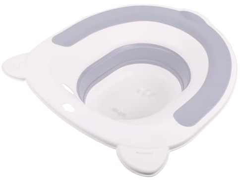 BAZEITFLOW Sitzbadewanne Faltbar Graues Hockfreies Becken aus Strapazierfähigem Material mit Überlaufschutz Badewannensitz für Senioren Mobilitätshilfe zur Genesung und Wochenbettpflege