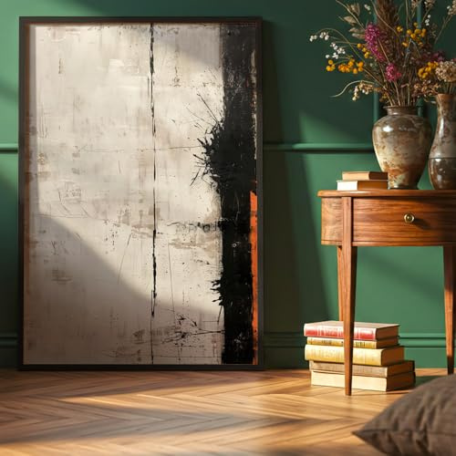 DekoArte – Cuadro moderno abstracto 50x70 cm | cuadro con marco de madera negro incluido estilo Japandi | Estilo zen | Hecho en España