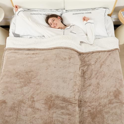 ESTINGO Couverture Chauffante 200x150cm, Couette Chauffante Beige