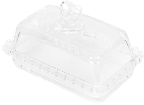 Hemobllo Plateau de Gâteau Décoratif avec Cloche Verre Rectangulaire Récipient Hermétique pour Stockage et Conservation des Desserts Plateau Service Gâteau et Beurre