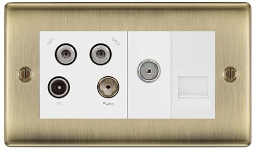 BG Nexus Metal Antique Brass Quadplex Combination TV Socket NAB69W