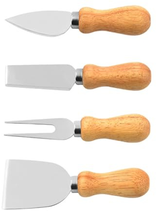 NUOBESTY Set de Outils de Découpe Fromage Portable Acier Inoxydable et Bois Accessoire de Cuisine Multifonction pour Fromage Beurre et Pâte à Pizza Léger et Résistant Rouille