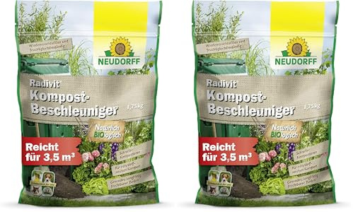 Neudorff Radivit Kompost-Beschleuniger – Bio Schnellkomposter zersetzt Kompostabfälle mit Sofort- & Langzeitwirkung. Kompoststarter für 3,5 m³, 1,75 kg (Packung mit 2)