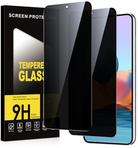 Micnkifo Protector Pantalla Privacidad para Xiaomi Redmi Note 10 Pro 4G 2 Piezas,Anti Espía Cristal Templado,Anti-Espía Vidrio Película,9H Dureza,Anti-Arañazo,Sin Burbujas,Privacy Screen Protector