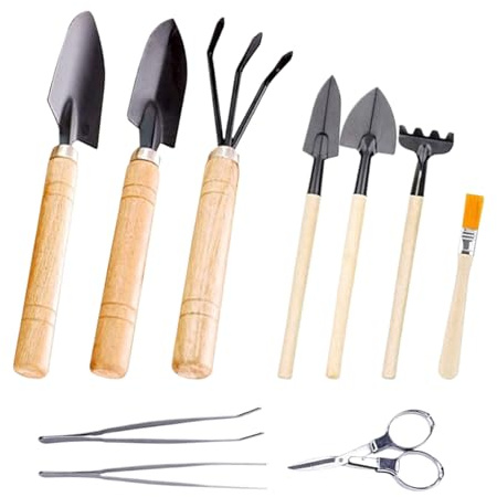 Gartenwerkzeug-Set, Spatenhilfe mit ergonomischem Griff, rutschfest, 10-teiliges Set mit ergonomischen Gartenwerkzeugen – für Balkon, Terrasse, Gehwege, Terrassen, Gärten und Höfe