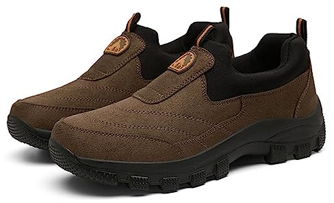 Sommarskor för män, sneakers mocka fritidsskor halkfria sportskor lätta hälsoskor stor storlek enskilda skor platt sula utomhusskor enfärgade slip-skor, BRUN, 40 EU