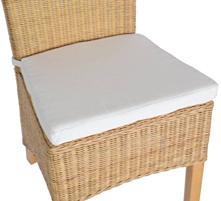 MiaMöbel Sitzkissen 46x5x42 cm Landhausstil 100% Baumwolle Beige