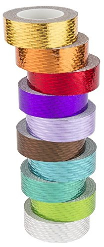 Ideen mit Herz Deko-Klebeband, metallic, 5 Meter je Rolle, 10 Rollen | Washi Tape | Masking Tape | Dekoband | Laseroptik, Hologramm, Holografie (Laserpoints, 15mm breit)