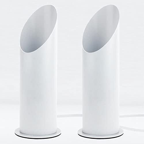 firstchoicelighting Set of 2 Modern White Metal 27cm Table/Floor Standing Uplighter Wall Wash Lamps