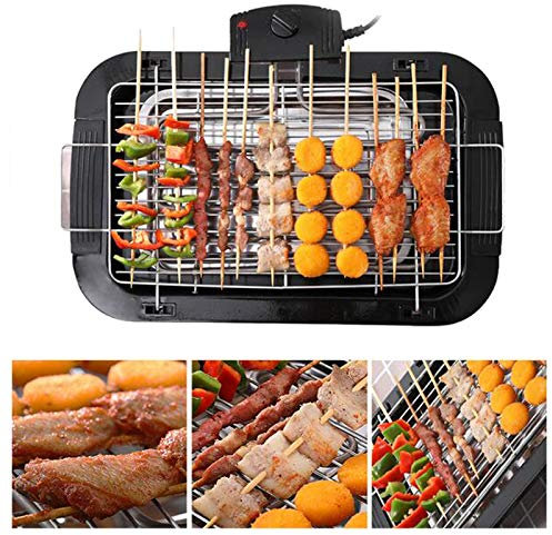 Electric Smokeless Grill, Cooking and Grilling BBQ - Indoor Barbecue Grill with Adjustable Thermostat Drip Tray Reduced Odour Smoke Easy Cleaning Non-Stick Grill - 1500W