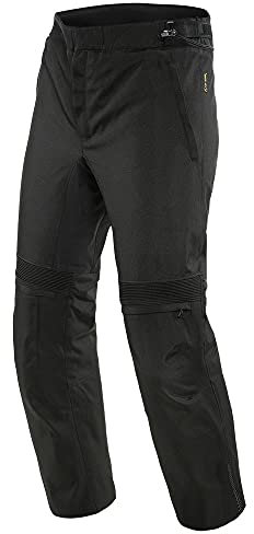 Dainese - Connery D-Dry Pants, Pantalones Touring Impermeables, Protectores de Rodilla, Pantalones de Ajuste Ancho, Pantalones de Moto para Hombre, Negro/Negro, 56