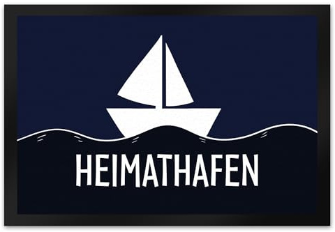 trendaffe Heimathafen Fußmatte mit Schiff und Meeresmotiv