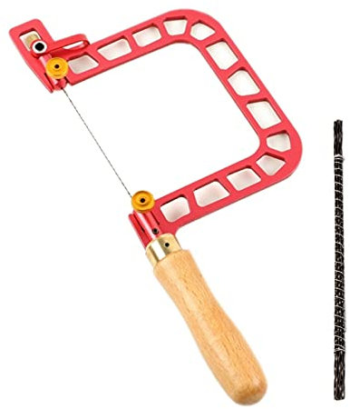 U-förmige Handsäge mit Hebel, Spannsäge, Handwerkzeuge mit 12 Stück Spiralsägeblätter für Schmuckwerkzeuge, Holzbearbeitungswerkzeuge (102 mm)