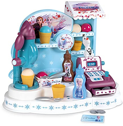 Smoby – Frozen - Die Eiskönigin – EIS-Shop mit Registrierkasse inkl. 22 Zubehörteile und 1 Olaf-Figur – für Kinder ab 3 Jahren