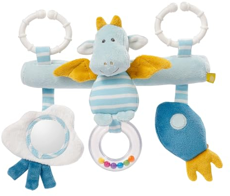 Fehn 065459 Activity-Trapez Little Castle - Stoff-Lernspielzeug mit Tier-Anhängern zum Greifen, Fühlen, Spielen – fördert Greifsinn & Motorik – für zuhause und unterwegs für Babys ab der Geburt