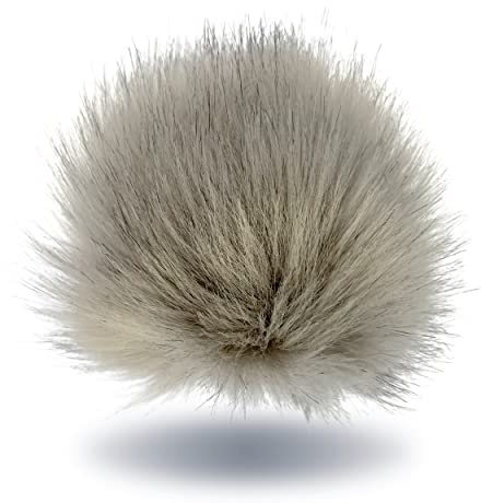 Wohnkult 15-17 cm Kunstfell Bommel mit Druckknopf Pelzbommel Pompon für Mützen Anhänger | 16 Farben (Grau)