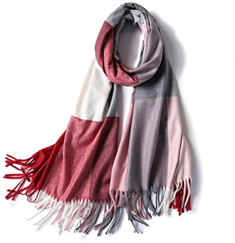KUNIUO Damen Kaschmirschal Kariert Warmer Winterschal Schal Und Dicker Kaschmirschal Wickeln-7,A