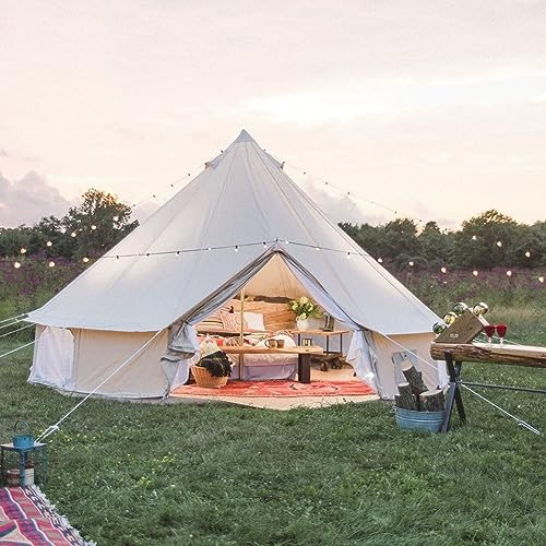Wasserdichtes Familiencamping-Baumwollsegeltuch-Glockenzelt im Freien Luxus-Glamping-Jurte (Durchmesser 6M)