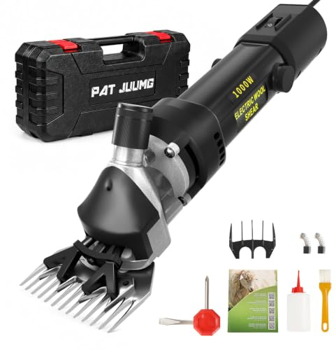 PAT JUUMG 1 000 W elektrisk fårklippare, professionell klippmaskin med 6 växlar justerbar, fårsax för alpackor getar hästar gård med resväska