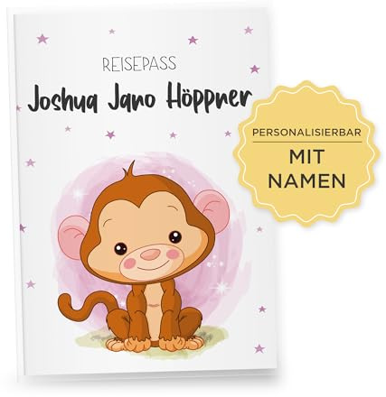 Little Fairy Tales Reisepasshülle für Kinder personalisierbar | Kinderreisepasshülle mit Personalisierung/Namen | Schutzhülle personalisierbar mit AFFE
