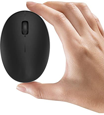 Uiosmuph Mini Small Mouse Wireless Rechargeable Computer Mouse,2.4GHz Optical Travel Silent Mouse with USB Receiver, Auto Sleeping, 3 Buttons, 1000 DPI for Laptop/PC/Mac (Black)