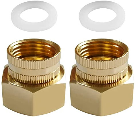 Uenede 2PCS Brass Garden Hose Reducer Swivel Connector 3/4GHT to 1/2NPT Threaded Double Female Reducing Convert Adapter Garden Hose Pipe Fittings