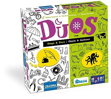 HUCH! | 883001 | DUOS – Dinge und Tiere | Familienspiel | Lustiges Party-Deduktionsspiel | 2 Themenwelten für noch mehr Spielspaß | Für 2-6 Spieler ab 7 Jahren | Hoher Wiederspielreiz!