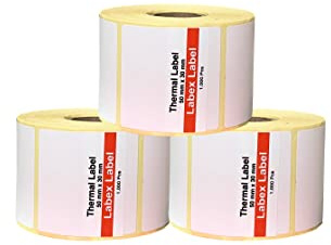 Etichette termiche 50x30 mm su rotolo – Etichette Adesive Prodotti Senza Nastro – 3 rotoli 3000 etichette – Senza nastro – TSC Godex compatibili – Labex Label