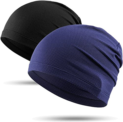 WTACTFUL 2 Pezzi Berretto Skull cap Sottocasco Estivo, Traspirante Leggero Calotta Antisudore Casco Cantiere Tessuto Rinfrescante Corsa Bici Moto Cuffia Uomo Donna