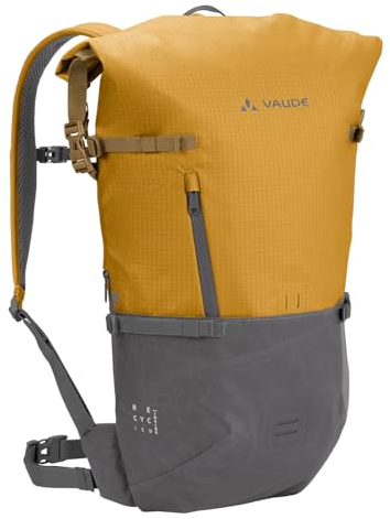 VAUDE Cityrucksack CityGo II 23 Liter Gelb, wasserdichter Rucksack Damen & Herren, leichter Daypack für Städtetrips mit Laptop-Fach, Rolltop Rucksack ideal für den urbanen Alltag