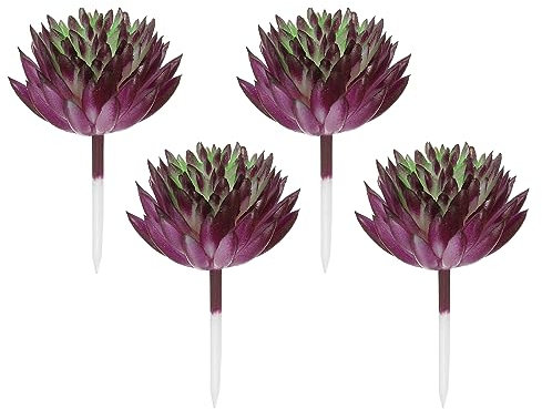 PATIKIL Mini Artificial Succulents, 4 Pack Unpotted Faux Succulent Picks Fake Succulent Plants for Home Landscape Decoration, Dark Purple Green