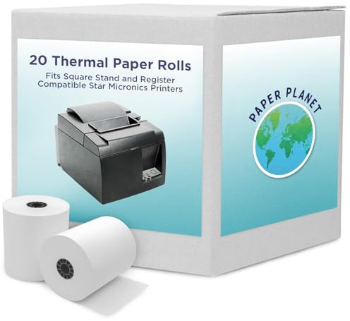 Thermal Paper for Square POS Stand and Register (Star Micronics TSP143IIIU Printer) by Paper Planet | 20 Rolls