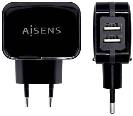 CABLEPELADO Cargador USB de Pared,Adaptador de Corriente USB, Cargador de Corriente USB, Cargador de Viaje, Cargador Universal USB, Cargador de Pared con Doble USB Puertos, 17W 5V/3.4A, 2xUSB, Negro
