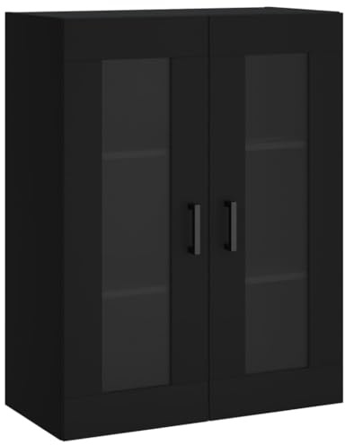 vidaXL Wandschrank, Hängeschrank mit viel Stauraum, Wandmontage Badezimmerschrank, Aufbewahrungsschrank für Wohnzimmer Schlafzimmer, Schwarz