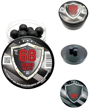 Rubber Balls in 68 Caliber 20 x Premium Quality Hard Rubberballs Powerballs Paintballs for Self Home Defense Pistols balles en Caoutchouc .68 Cal.