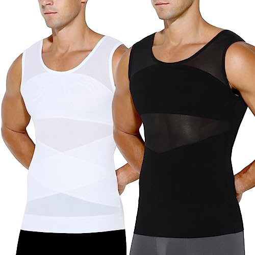 Casey Kevin Kompressionströja herr body shaper, Slimmande kroppsformare väst för män, kompressionsunderkläder shapewear undertröja herr tanktoppar