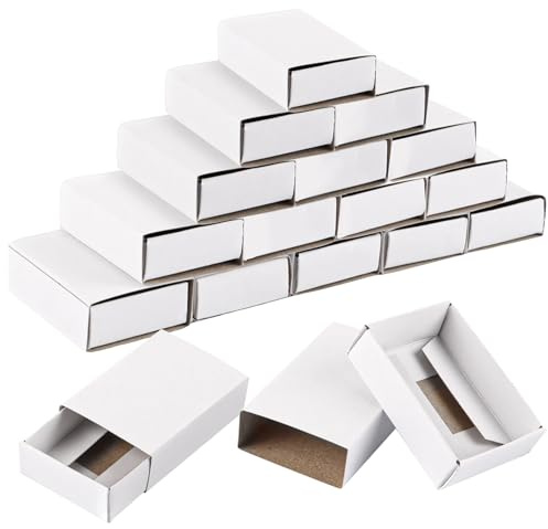 WOPPLXY 200 Stück Streichholzschachteln Blanko, 5x3,5x1,5cm Streichholzschachteln Leer, Weiß Streichholzschachteln Blanko Klein für DIY Handwerk und Verpackung Geschenke (Selbstmontage Erforderlich)