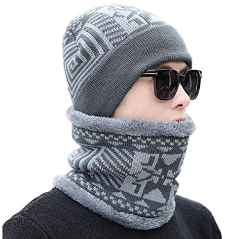 CALLARON Winterhals Schal Hut aus Fleece, 1stück, für Herren
