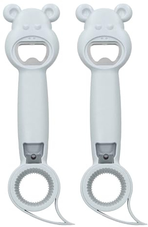 2PCS Beer Bottle Opener, Cute Shaped Wine Beer Soda Glass Cap Opener Jar Opener Manual Can Opener for Bartender Bottle Openers(Grey)