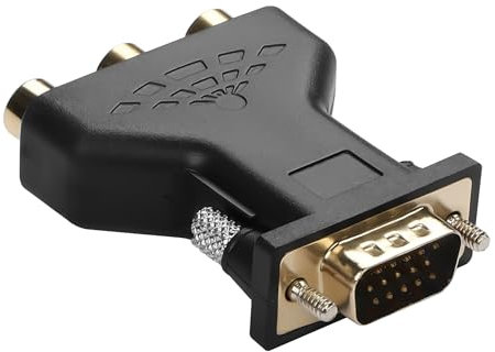YAODHAOD Adaptateur VGA vers RCA, VGA vers 3RCA rouge, bleu, vert, convertisseur audio vidéo pour TV, projecteur LCD, décodeur, lecteur DVD (adaptateur VGA vers RCA)