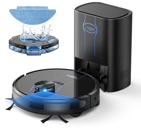 Robot Vacuum and Mop Combo, 5000Pa Robotic Vacuum with Self Emptying Dock for 60 Days, Smart Lidar Navigation Robot Vacuum Cleaner, Mapping, APP/Voice Control for Per Hair, Hard Floor and Carpet