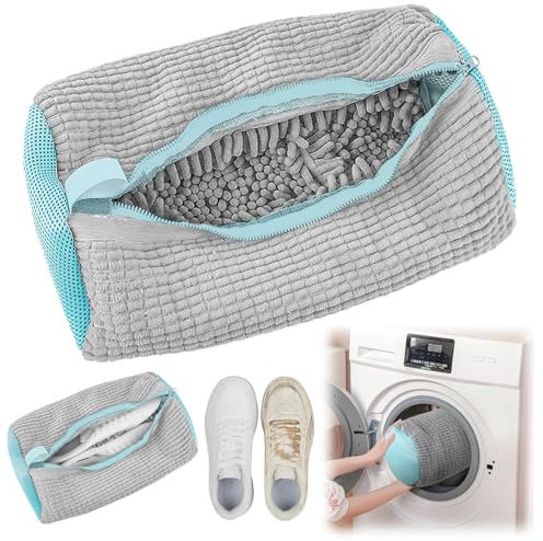 Sac Lavage Chaussures Machine à Laver, Protection Multiple Sac Chaussure Machine à Laver,Réutilisable Sac Lavage Chaussures, Protéger les chaussures et les machines à laver (Gris- 1pcs)