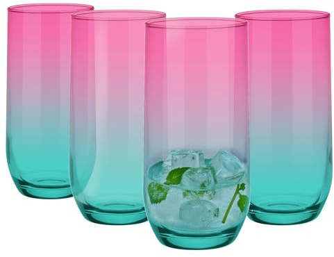 Glasmark KROSNO, 400 ml, lot de 4, à long drink, à boire, verre highball, à eau, cocktail, parfaits pour la maison, les restaurants et les fêtes, ensemble de