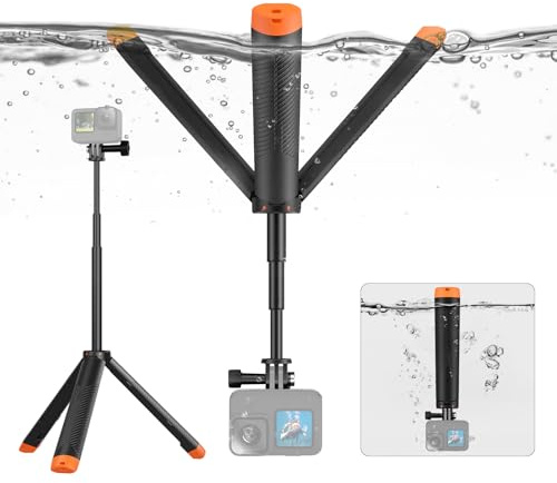 AFAITH Perche Selfie Flottante étanche et Extensible pour Go Pro Hero 13/12/11/10/9, DJI Osmo Action 6/5pro/4/3/osmo 360, Insta360 Ace Pro/Akaso et caméra plongée sous-Marine